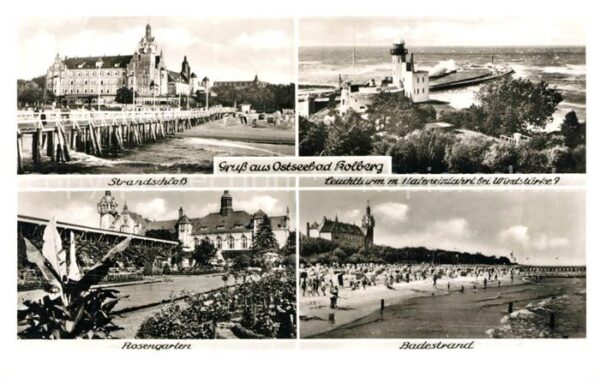 Kolberg Ostseebad Kolobrzeg Strandschloss Leuchtturm Hafeneinfahrt