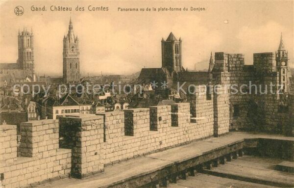 Gand Belgien Chateau des Comtes Panorama vu de la pl