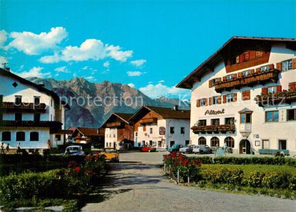 Goetzens Tirol Ortsmotiv mit Hotels und Restaurants Bl