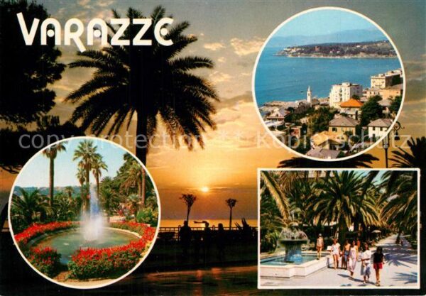Varazze Panorama Küste Promenade Palmen Park Fo
