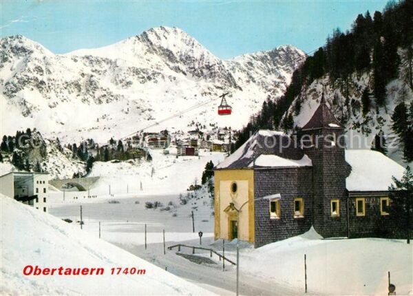 Obertauern Ansicht mit Kirche gegen Gamskarspitze