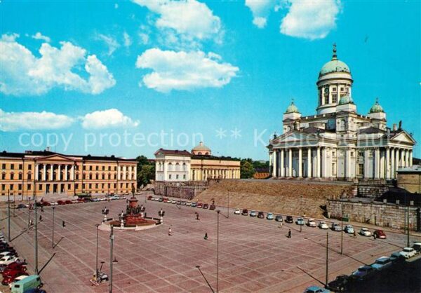Helsinki Domkyrkan och Stortorget Dom Marktplatz