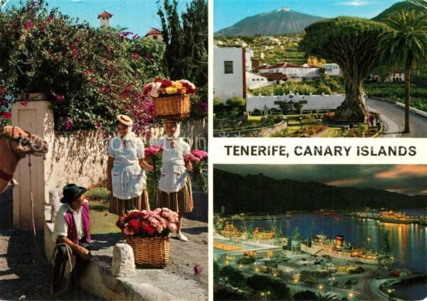 Tenerife Inselbewohner Trachten Blumen Blick zum
