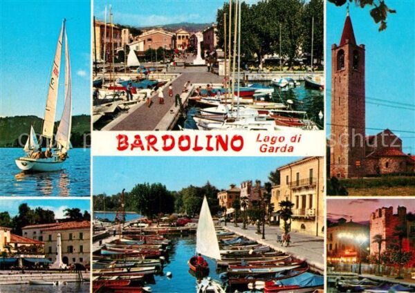 Bardolino Lago di Garda Hafen Segelboot Kirche