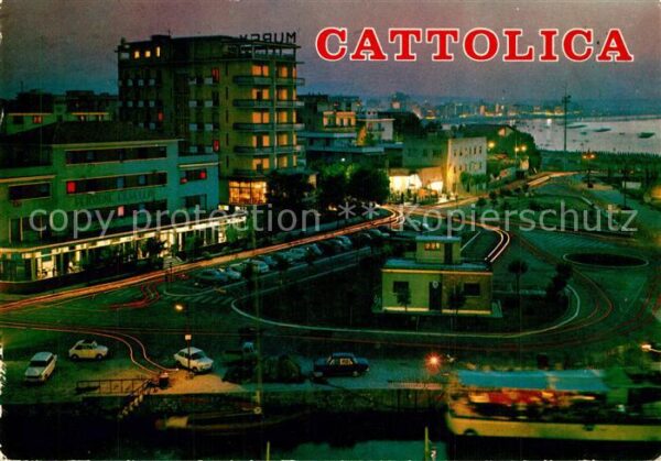 Cattolica Rimini Piazzale Darsena notturno