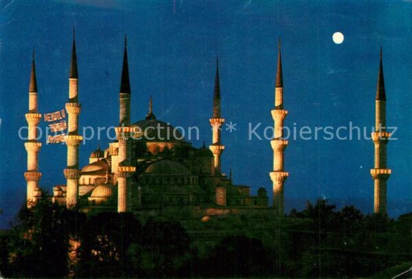 Istanbul Constantinopel Blaue Moschee im Mondschein