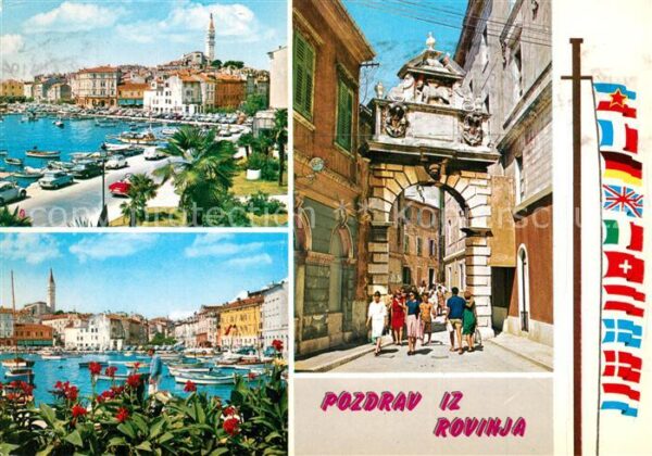 Rovinj Rovigno Istrien Hafen Uferstrasse Innenstadt Nationalfl