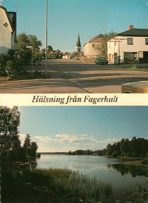 Fagerhult Hauptstrasse mit Blick zur Kirche Uferp