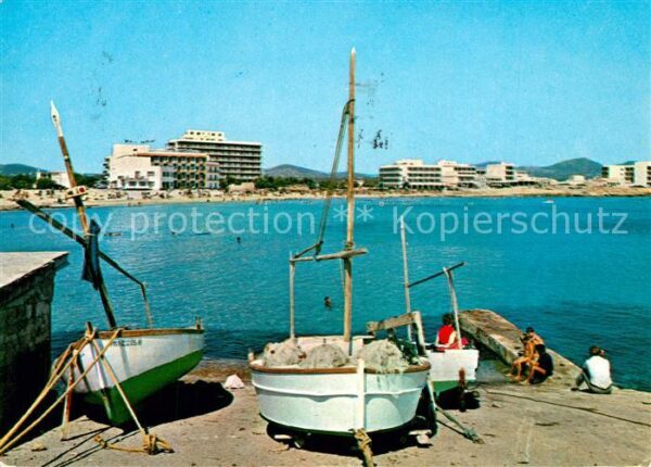 S Illot Hafen Fischerboote Blick zum Strand Hot