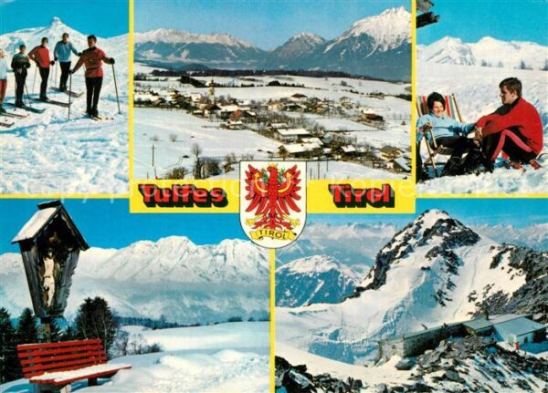Tulfes Tirol Winterlandschaften Wegkreuz Skifahrer