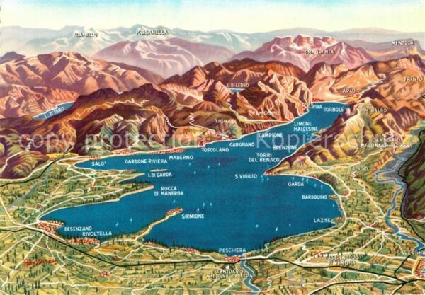 Gardasee Lago di Garda Panoamakarte