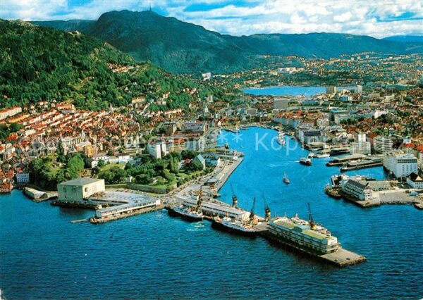 Bergen Norwegen Fliegeraufnahme Hafen
