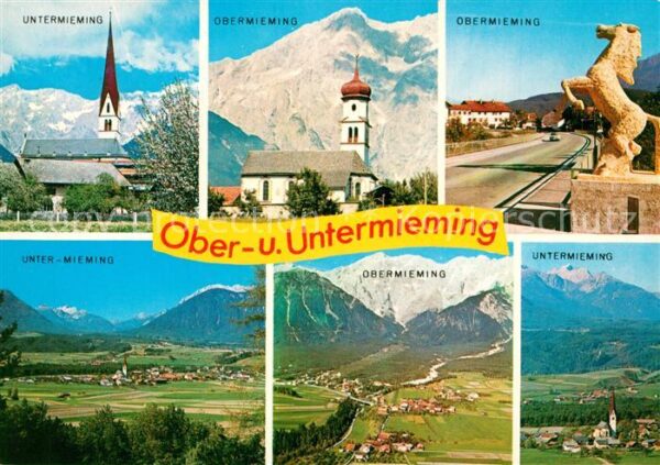 Obermieming Untermieming Kirchen Pferdestatue Panor