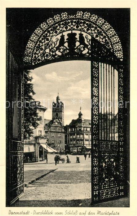 Darmstadt Durchblick vom Schloss auf den Marktpla
