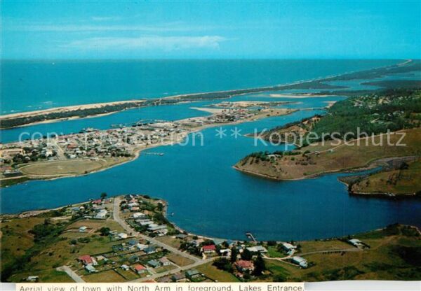 Lakes Entrance Aerial view of town with North Arm in f