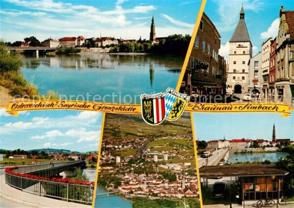 Braunau Inn Blick über den Inn von Simbach aus Linz