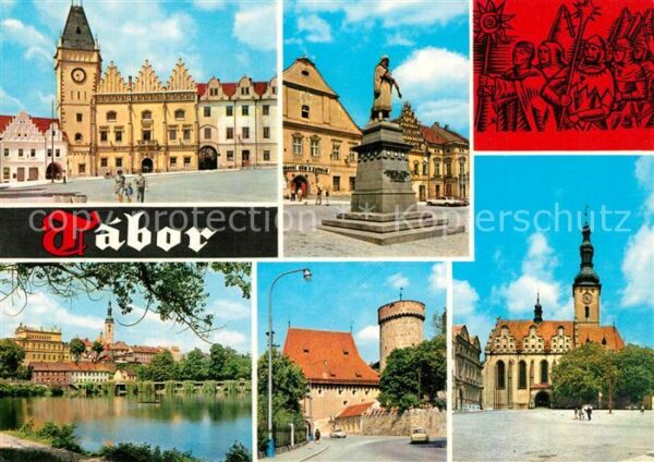 Tabor Czechia Marktplatz Denkmal Kirche Stadtmauer Tu