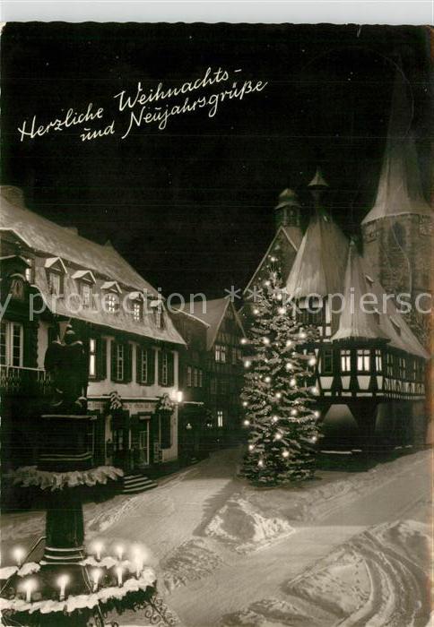 Michelstadt Rathaus Marktbrunnen Christbaum Weihnac