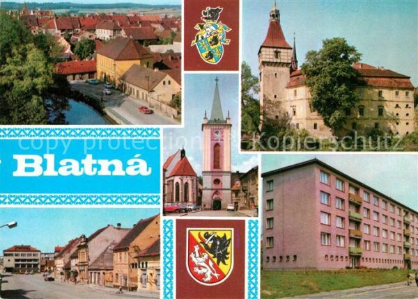 Blatna Pohled z veze zamku Vodni zamek Kostel
