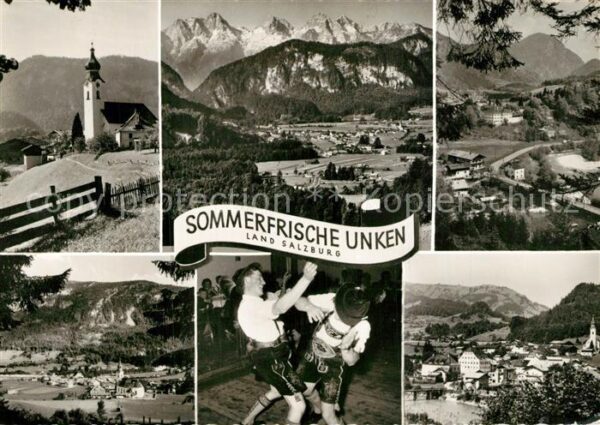 Unken Kirche Panorama Schuhplattler