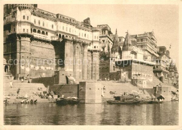 Benares Paläste und Bade Treppen am heiligen Ga