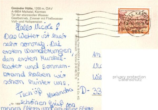 Maltatal Kaernten Gmünderhütte Panorama Wasserfall – Bild 2