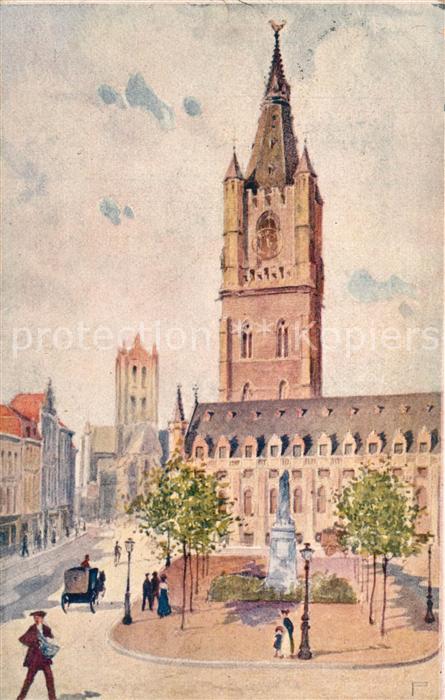Gent Gand Flandre Belfort Lakenhalle Künstlerkarte