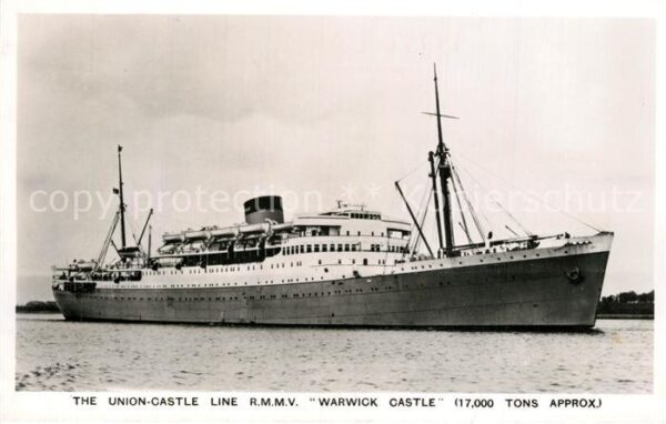 Schiffe Ships Navires Union-Castle Line R.M.M.V. Warwick Cast
