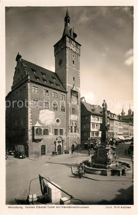 Foto Kellner Rolf Nr. 4692 Würzburg Grafen Eckard-Turm Vierrö