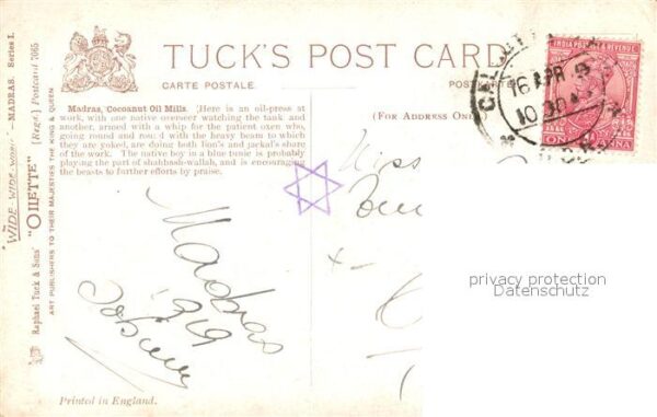 Verlag Tucks Oilette Nr. 7065 Madras Cocoanut Oil Mills – Bild 2