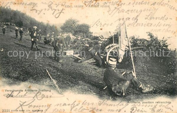 Militaria Schweiz Verschanzte Artillerie-Stellung