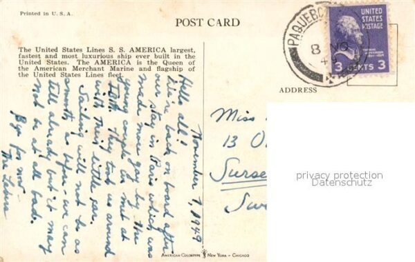 Dampfer Oceanliner S.S. America United States Lines – Bild 2