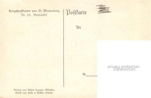 Wennerberg Brynolf Kriegspostkarte Nr. 16 Gepl?nkel – Bild 2