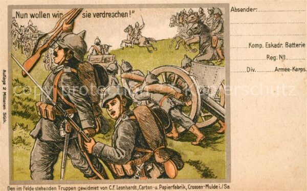 Militaria Humor Verdreschen C.F. Leonhardt