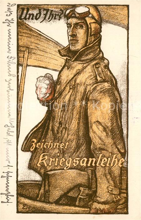 Kriegsanleihe Pilot Zeichnung Fritz Erler