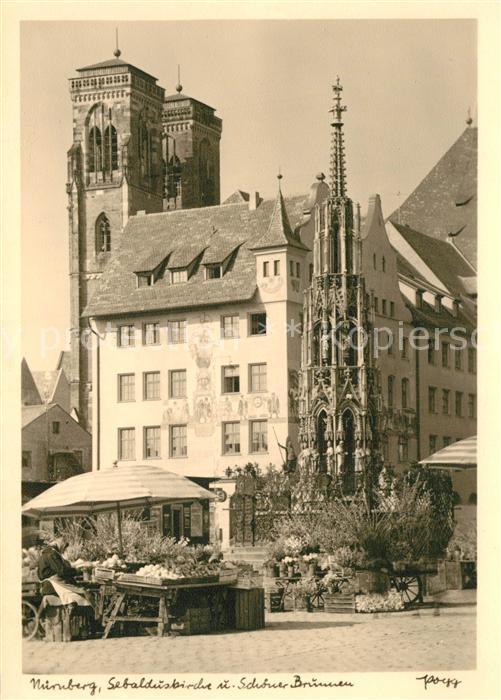 Foto Popp Nr. N?rnberg Sebalduskirche Sch?ner Brunnen