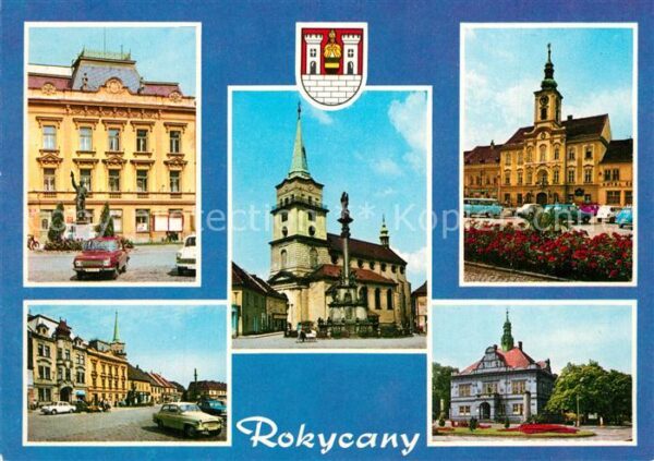 Rokycany Kirche Mariensäule Rathaus Denkmal Inne