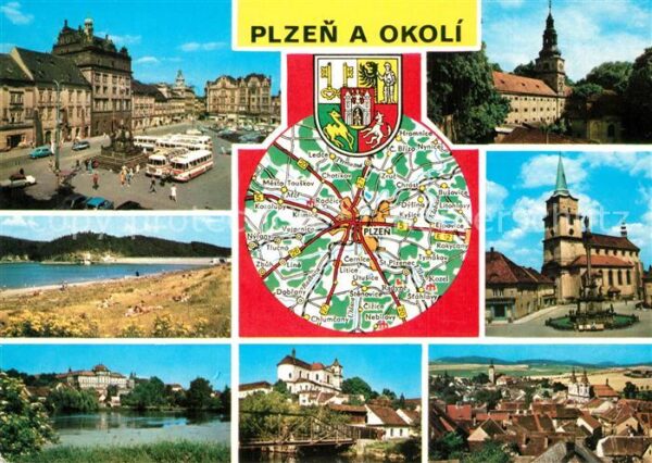Plzen Pilsen a Okoli Innenstadt Kirche Schloss See L