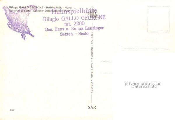 Sexten Sesto Suedtirol Rifugio Gallo Cedrone Hahnspiel Hütte W – Bild 2