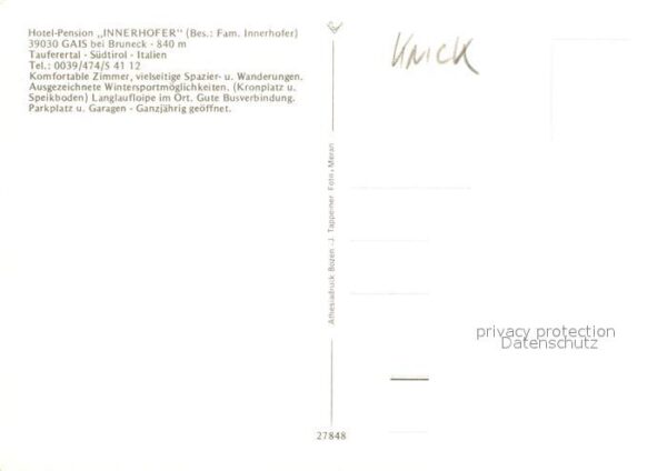 Gais Taufers Hotel Pension Innerhofer Tauferertal – Bild 2