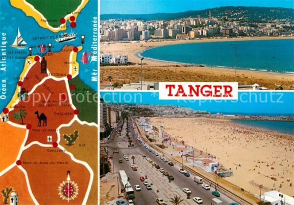 Tanger Tangier Tangiers Panorama Strand Landkarte