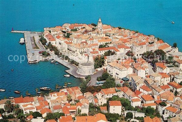 Korcula Altstadt Hafen Fliegeraufnahme