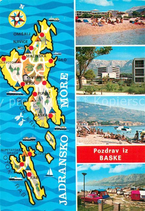 Baska Otok Krk Hotel Badestrand Campingplatz Landkarte