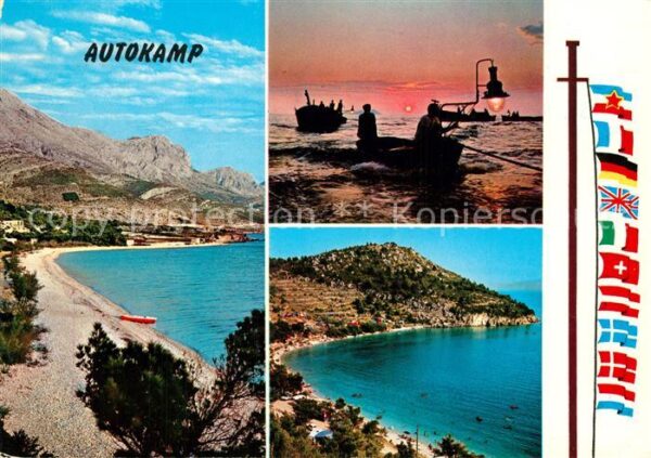 Makarska Dalmatien Autokamp Badestrand Küste Fischerboote