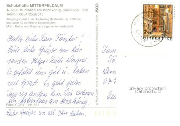 Muehlbach Hochkoenig Schutzhütte Mitterfeldalm Terrasse Alpe – Bild 2