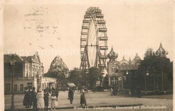 Wien Volksprater Riesenrad mit Hochschaubahn