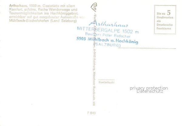 Muehlbach Hochkoenig Arthurhaus Gaststätte Alpen – Bild 2