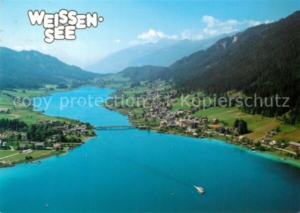 Weissensee Kaernten Höchster Badesee der Alpen Fliegeraufna