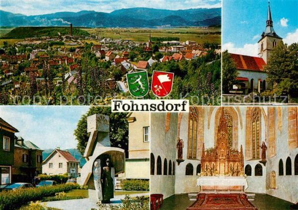 Fohnsdorf Gesamtansicht mit Alpenpanorama Kirche