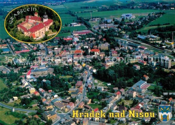 Hradek nad Nisou Grottau Schloss Grabstein Fliegeraufnahme